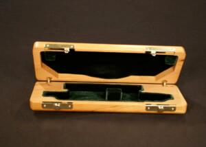 Custom wooden presentation box with hinged lid and felt lining made for bulk or specialty applications.