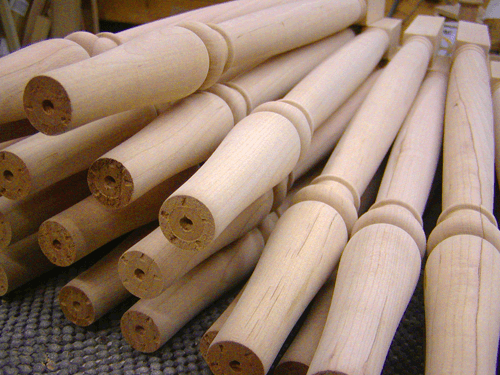 stack of maple balusters