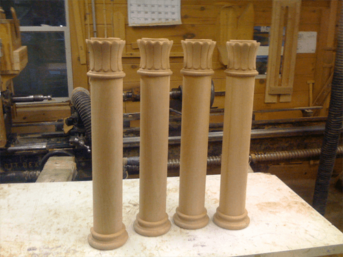 four wood columns