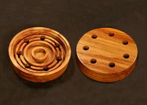 Two custom CNC routed wooden game calls displayed side by side to show full detailing and finish.