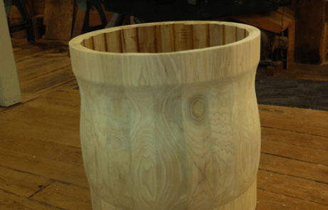 Custom hollow wood column with round exterior and tongue and groove construction for architectural use.