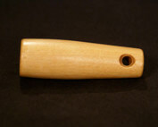 Turned wood handle featuring a clean countersunk crossbore hole for hanging or strap attachment.