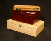 Custom wooden presentation box with hinges and a smooth interior finish, made from domestic hardwood.