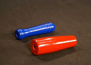 two painted turned jump rope wooden handles