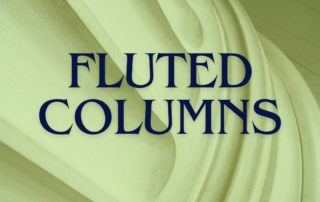 Blog title graphic for an article about fluted wood columns.