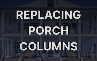 Large home with white porch columns, representing the process of replacing wood columns.